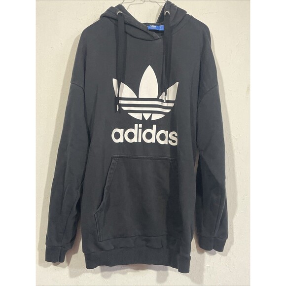 adidas Other - Adidas Trefoil Leaf Logo Unisex Size L Black Pullover Hoodie Sweat Shirt